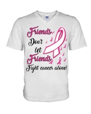 Breast Cancer Awareness Friends Don't Let Friends Fight Alone V-Neck T-Shirt tile