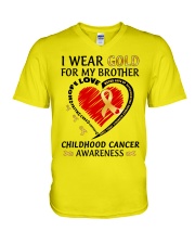 Childhood Cancer Awareness I Wear Gold For My Brother V-Neck T-Shirt tile