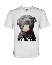 Gift For Dog Lover American Pitbull To All My Haters V-Neck T-Shirt tile