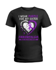 Fibromyalgia Awareness I Wear Purple For My Sister Faith Support Hope Ladies T-Shirt tile