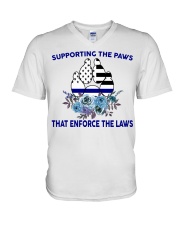 Police Gift USA Flag Supporting The Paws That Enforce The Laws V-Neck T-Shirt tile