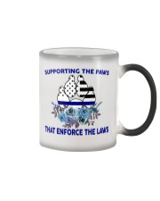 Police Gift USA Flag Supporting The Paws That Enforce The Laws Color Changing Mug tile