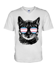 LGBT Pride Gift Transgender Black Cat V-Neck T-Shirt tile