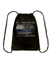 Police Gift USA Flag Not All Heroes Wear Capes My Husband Wears A Badge Drawstring Bag tile