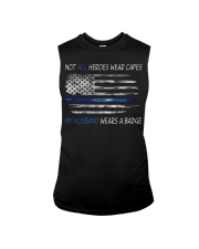 Police Gift USA Flag Not All Heroes Wear Capes My Husband Wears A Badge Sleeveless Tee tile