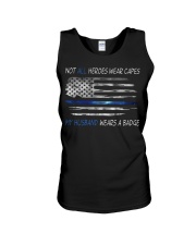 Police Gift USA Flag Not All Heroes Wear Capes My Husband Wears A Badge Unisex Tank tile