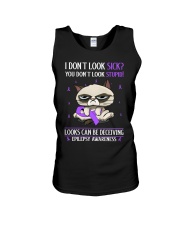 Epilepsy Awareness I Don't Look Sick You Don't Look Stupid Grumpy Cat Unisex Tank tile
