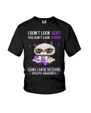Epilepsy Awareness I Don't Look Sick You Don't Look Stupid Grumpy Cat Youth T-Shirt tile