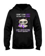 Epilepsy Awareness I Don't Look Sick You Don't Look Stupid Grumpy Cat Hooded Sweatshirt tile