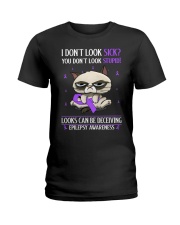 Epilepsy Awareness I Don't Look Sick You Don't Look Stupid Grumpy Cat Ladies T-Shirt tile
