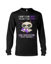 Epilepsy Awareness I Don't Look Sick You Don't Look Stupid Grumpy Cat Long Sleeve Tee tile
