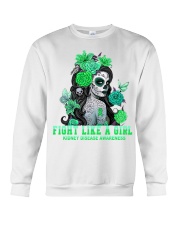 Fight Like A Girl Skull Girl Kidney Disease Awareness Crewneck Sweatshirt tile