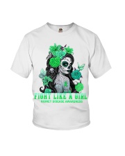 Fight Like A Girl Skull Girl Kidney Disease Awareness Youth T-Shirt tile