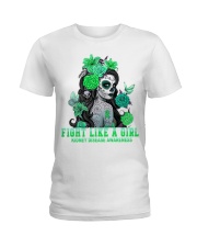Fight Like A Girl Skull Girl Kidney Disease Awareness Ladies T-Shirt tile