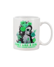 Fight Like A Girl Skull Girl Kidney Disease Awareness Mug tile