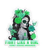 Fight Like A Girl Skull Girl Kidney Disease Awareness Sticker tile