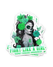 Fight Like A Girl Skull Girl Kidney Disease Awareness Sticker - 6 pack (Vertical) front