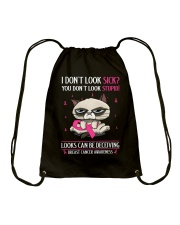 Breast Cancer Awareness Grumpy Cat I Don't Look Sick You Don't Look Stupid Drawstring Bag tile