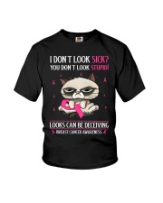 Breast Cancer Awareness Grumpy Cat I Don't Look Sick You Don't Look Stupid Youth T-Shirt tile