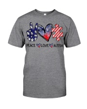 Autism Awareness Peace Love Autism Classic T-Shirt front