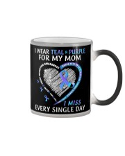 Suicide Prevention Awareness I Wear Teal And Purple For My Mom Color Changing Mug tile