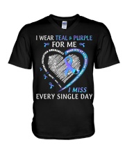 Suicide Prevention Awareness I Wear Teal And Purple For Me I Miss V-Neck T-Shirt tile