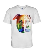 Gift For Dog Lover Pitbull Don't Judge What You Don't Understand V-Neck T-Shirt tile