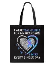 Suicide Prevention Awareness I Wear Teal And Purple For My Grandson Tote Bag tile