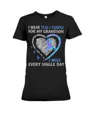 Suicide Prevention Awareness I Wear Teal And Purple For My Grandson Premium Fit Ladies Tee tile