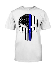 Police Gift USA Flag Skull Classic T-Shirt tile