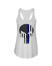 Police Gift USA Flag Skull Ladies Flowy Tank tile
