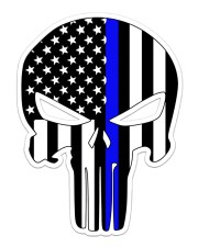 Police Gift USA Flag Skull Sticker tile