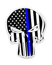 Police Gift USA Flag Skull Sticker - 6 pack (Vertical) front
