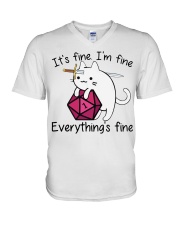 Cat Lover Funny Cat It's Fine I'm Fine Everything's Fine V-Neck T-Shirt tile
