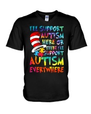 Autism Awareness I'll Support Autism Here Or There I'll Support Autism Everywhere V-Neck T-Shirt tile