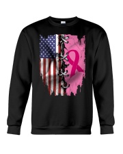 Breast Cancer Awarenes USA Flag Crewneck Sweatshirt tile
