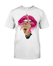 Breast Cancer Awareness Lip Hand Shut The Fck Up Cancer Premium Fit Mens Tee tile