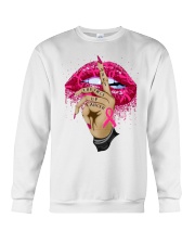 Breast Cancer Awareness Lip Hand Shut The Fck Up Cancer Crewneck Sweatshirt tile