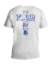 Blessed By God Spoiled By My Police Protected By Both USA Flag V-Neck T-Shirt tile