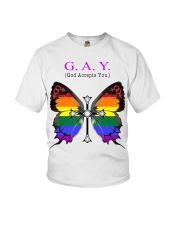 LGBT Pride Gift Butterfly Gay God Accepts You Youth T-Shirt tile
