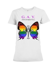 LGBT Pride Gift Butterfly Gay God Accepts You Premium Fit Ladies Tee tile