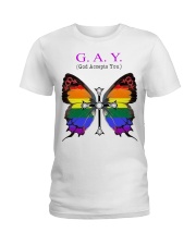 LGBT Pride Gift Butterfly Gay God Accepts You Ladies T-Shirt tile