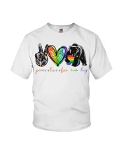 LGBT Pride Gift Peace Love Mom Hug Youth T-Shirt tile
