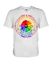 LGBT Pride Gift Sunflower Love Is Love Woman's Rights V-Neck T-Shirt tile