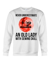 Sewing Gift Bood Moon Never Underestimate An Old Woman With Sewing Skill Crewneck Sweatshirt tile