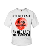 Sewing Gift Bood Moon Never Underestimate An Old Woman With Sewing Skill Youth T-Shirt tile