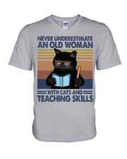 Cats And Teaching Skills V-Neck T-Shirt tile