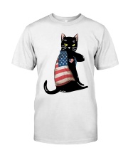 Cat Lover Black Cat American Flag Classic T-Shirt front