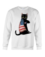 Cat Lover Black Cat American Flag Crewneck Sweatshirt tile