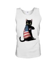 Cat Lover Black Cat American Flag Unisex Tank tile